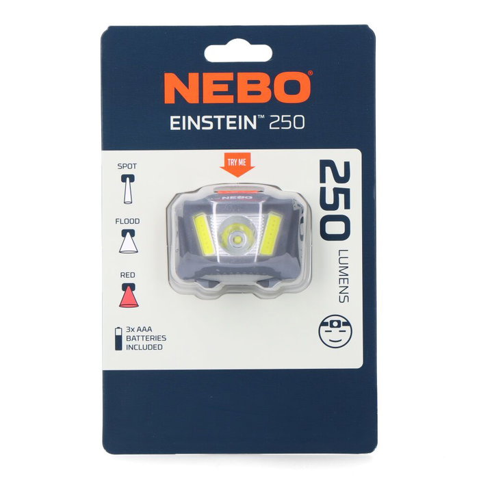 Nebo Einstein 250 Lampe Frontale LED 250 lm 7 Modes IP44 Piles AAA Incluses