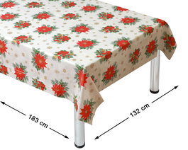 Mantel de Noël Rouge et Blanc 177x130 cm - Nappe pour Table de Fêtes Cérémonie