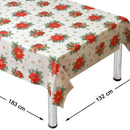 Mantel de Noël Rouge et Blanc 177x130 cm - Nappe pour Table de Fêtes Cérémonie