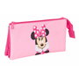 Trousse Fourre-Tout Triple Minnie Mouse Rose 22 x 12 x 3 cm