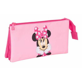 Trousse Fourre-Tout Triple Minnie Mouse Rose 22 x 12 x 3 cm
