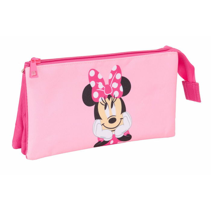 Trousse Fourre-Tout Triple Minnie Mouse Rose 22 x 12 x 3 cm
