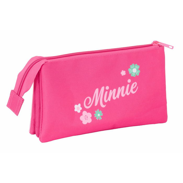 Trousse Fourre-Tout Triple Minnie Mouse Rose 22 x 12 x 3 cm