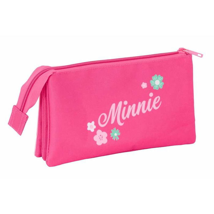 Trousse Fourre-Tout Triple Minnie Mouse Rose 22 x 12 x 3 cm