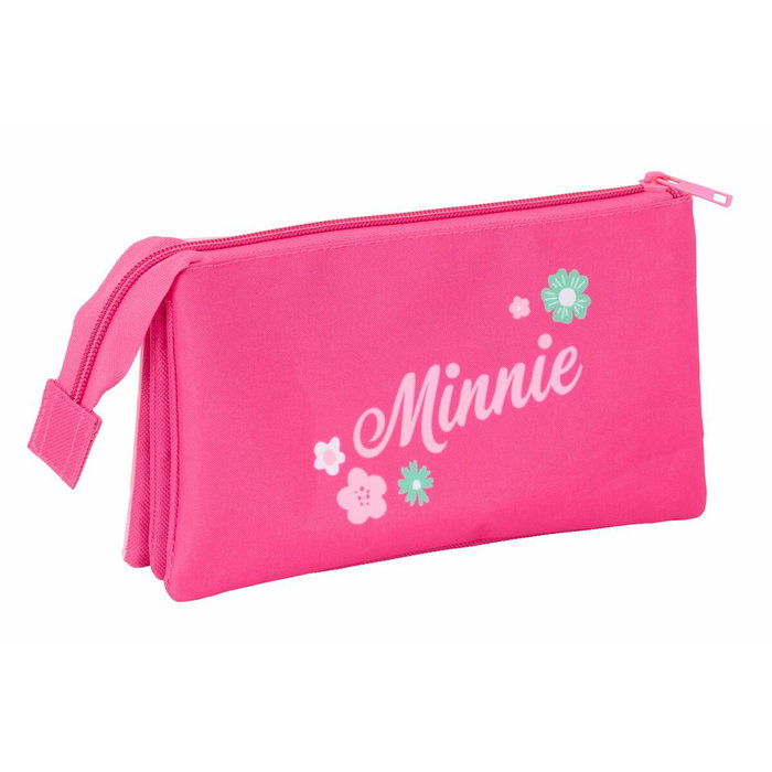 Trousse Fourre-Tout Triple Minnie Mouse Rose 22 x 12 x 3 cm
