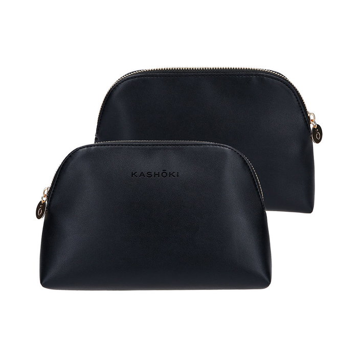 Kashōki BEAUTY BAG - Trousse de toilette et maquillage en simili cuir vegan, doublure polyester, fermeture à glissière cuivrée - Pour femme - 1 unité