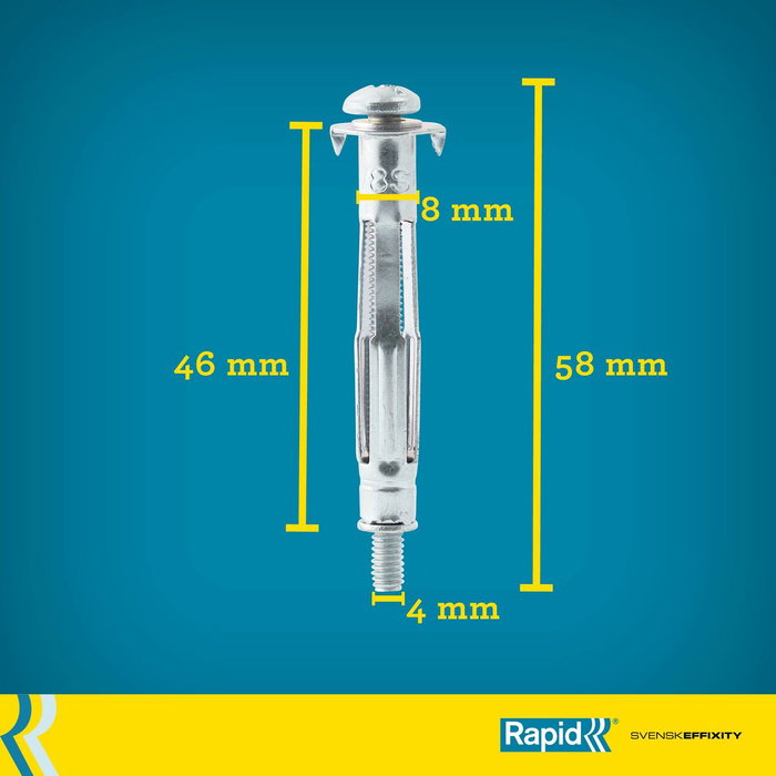 Rapid Chevilles à Expansion Métal pour Cloison Plâtre 3-20mm - Lot de 10 - Charge Max 25 kg