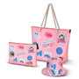 Barbie - Sac de plage Soleil Malibu, 37 x 52 x 17 cm, compartiment zip, deux anses, polyester, rose
