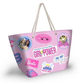 Barbie - Sac de plage Soleil Malibu, 37 x 52 x 17 cm, compartiment zip, deux anses, polyester, rose