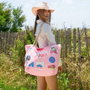 Barbie - Sac de plage Soleil Malibu, 37 x 52 x 17 cm, compartiment zip, deux anses, polyester, rose