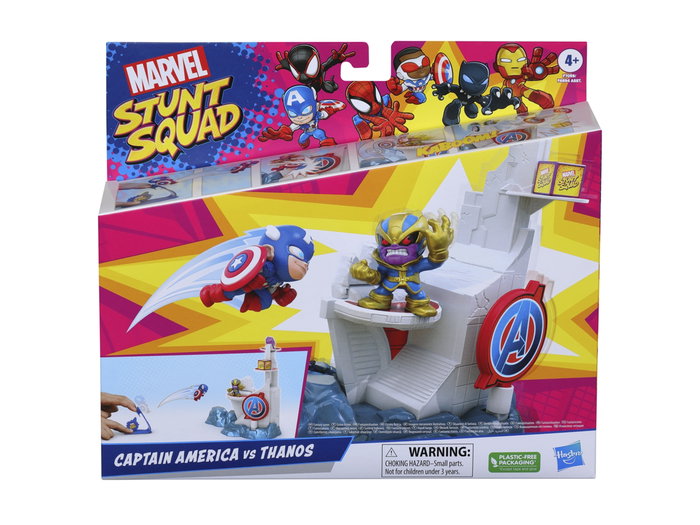 Hasbro Set de jeu Marvel Stunt Squad Captain America vs. Thanos Tour Smash pour enfants dès 4 ans