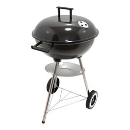 Gourmet Kitchen Barbacoa de carbón avec couvercle, 3 pieds et roues, noire, ø51 x 76 cm