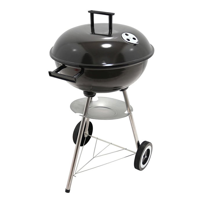 Gourmet Kitchen Barbacoa de carbón avec tapa et roues, noire, ø51 x 76 cm Gourmet Kitchen Barbacoa de carbón avec tapa et roues, noire, ø51 x 76 cm