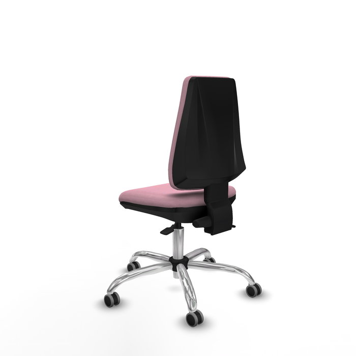 Chaise Elche Asynchrone Tissu Rose Structure chromée Sans accoudoirs Sans appui-tête Roulettes 65mm pour moquette