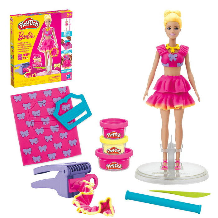 Play-Doh Set Créatif Barbie Volantes et Lazos G1361 - Accessoires et Vêtements en Pâte à Modeler pour Fille - À partir de 5 ans Play-Doh Set Créatif Barbie Volantes et Lazos G1361 - Accessoires et Vêtements en Pâte à Modeler pour Fille - À partir de 5 ans