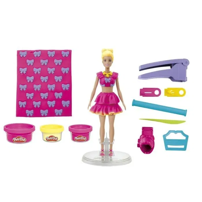 Play-Doh Coffret Pâte à Modeler Barbie Dentelles et Nœuds Hasbro - Pour Enfants dès 5 Ans - Collaboration Play-Doh Barbie