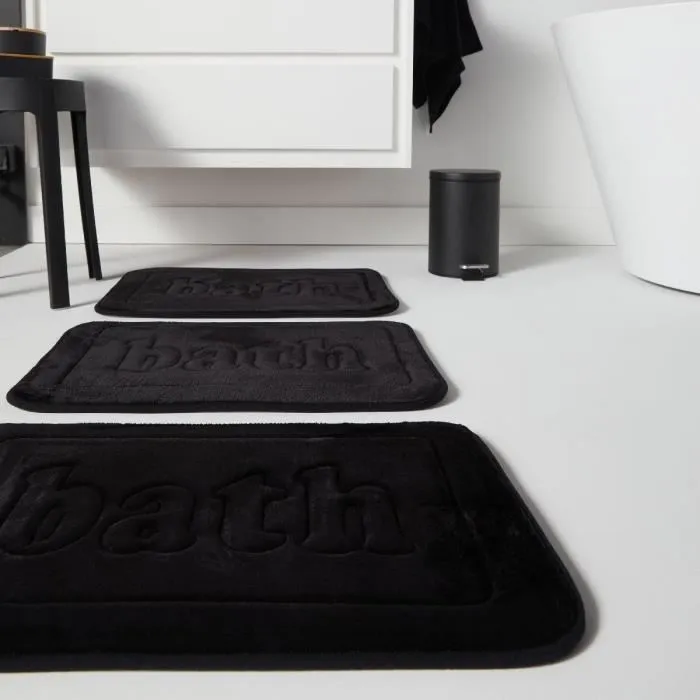 Today - Tapis de bain mémoire de forme Utility, anti-dérapant, 40 x 60 cm, noir, en polyester et PVC