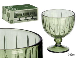 Vivalto Coupe à Glace Rayée Vert 360 ml Verre 10 x 12 x 10 cm (Set de 24)