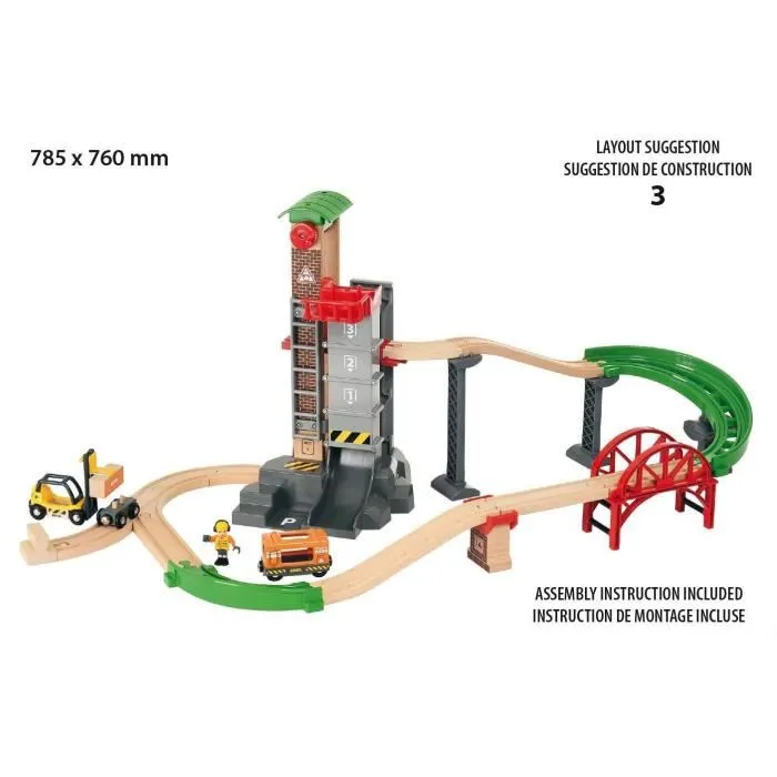 BRIO World Coffret Grand Circuit Plateforme Multimodale 32 pièces - Circuit de train en bois - 33887 - Dès 3 ans