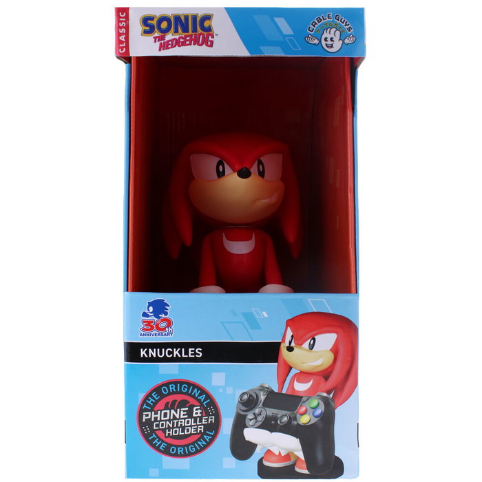 Cable Guy Figurine Porte-Câble Knuckles de Sonic 21cm - Support pour Téléphone, Manettes PS5 DualSense, Xbox Series S/X et iPhone