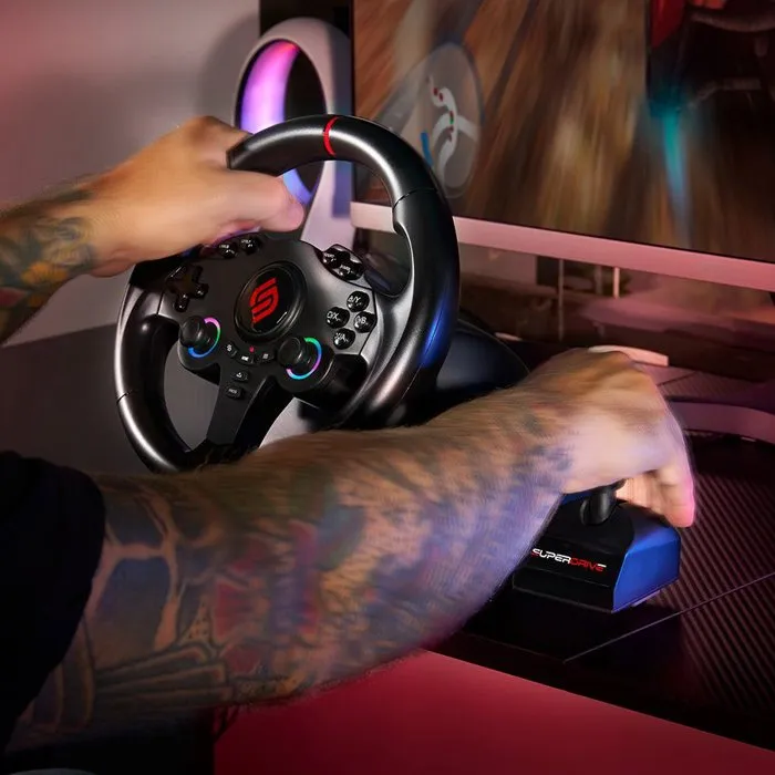 Subsonic Volant gaming SUBSONIC avec double joysticks LED et levier