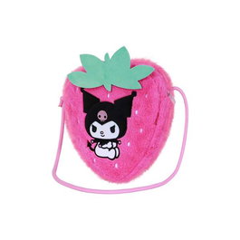 Karactermania Kuromi - Sac bandoulière peluche souple motif Fraise, 22 x 22 x 8 cm, rose, à partir de 3 ans