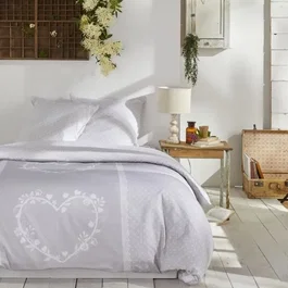 Today Parure de lit Constance - Housse de couette 246x240 cm et 2 taies d'oreiller 63x63 cm, Gris