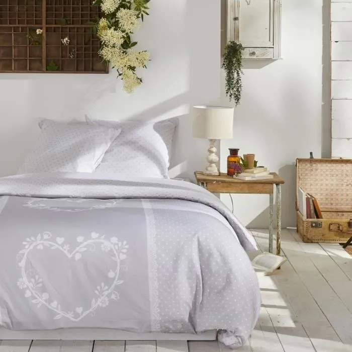Today Parure de lit Constance - Housse de couette 246x240 cm et 2 taies d'oreiller 63x63 cm, Gris Today Parure de lit Constance - Housse de couette 246x240 cm et 2 taies d'oreiller 63x63 cm, Gris
