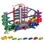 Majorette Garage Super City 2 Niveaux avec Lumières et Sons, 6 Véhicules Métalliques + 1 Train, 128 x 78 x 73 cm SMO3467452077207