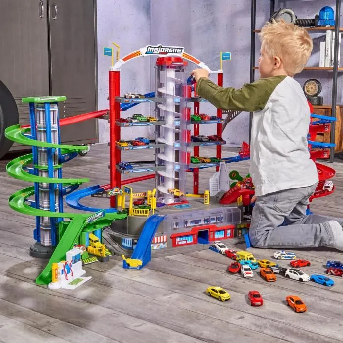 Majorette Garage Super City 2 Niveaux avec Lumières et Sons, 6 Véhicules Métalliques + 1 Train, 128 x 78 x 73 cm SMO3467452077207 Majorette Garage Super City 2 Niveaux avec Lumières et Sons, 6 Véhicules Métalliques + 1 Train, 128 x 78 x 73 cm SMO3467452077207