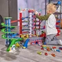 Majorette Garage Super City 2 Niveaux avec Lumières et Sons, 6 Véhicules Métalliques + 1 Train, 128 x 78 x 73 cm SMO3467452077207
