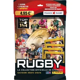 Panini - Album Collection Officielle Stickers Rugby Top 14 2025/2026 - Album 64 pages + 4 pochettes de 5 stickers - 20 stickers au total