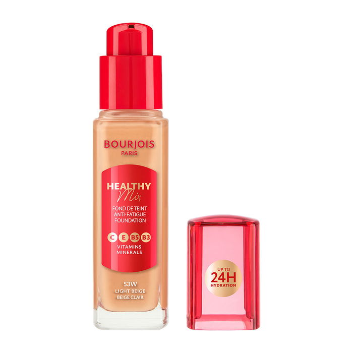 Bourjois Fond de teint Healthy Mix Clean - Teint Haute Nutrition, 30 ml, Teinte 53W Beige Clair, à l'éclat naturel