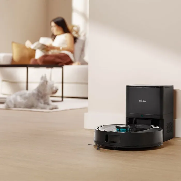 Cecotec Conga Y80 Aspirateur Robot Laveur 13000 Pa Autonomie 220 min 220 m² Noir avec Base Vidange Automatique