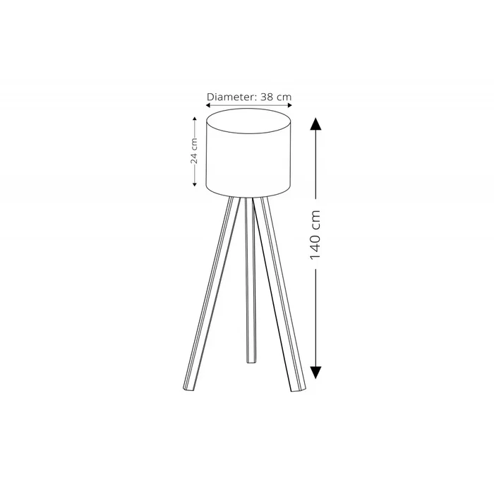 Lampe sur Pied Trépied Bois Écran Tissu Cylindrique E27 Style Scandinave Nordique Rustique OPV-780SGN2425