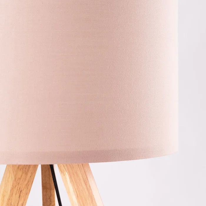 Lampe sur Pied Trépied Bois Écran Tissu Cylindrique E27 Style Scandinave Nordique Rustique OPV-780SGN2425