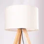 Pyongyang Lampe de sol trépied en bois et tissu Crème
