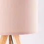 Pyongyang Lampe de sol trépied en bois et tissu Crème