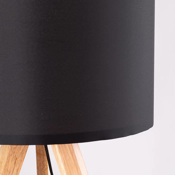 Lampe sur Pied Trépied Bois Écran Tissu Cylindrique E27 Style Scandinave Nordique Rustique OPV-780SGN2425
