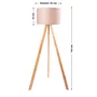 Pyongyang Lampe de sol trépied en bois et tissu Crème