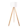 Pyongyang Lampe de sol trépied en bois et tissu Crème