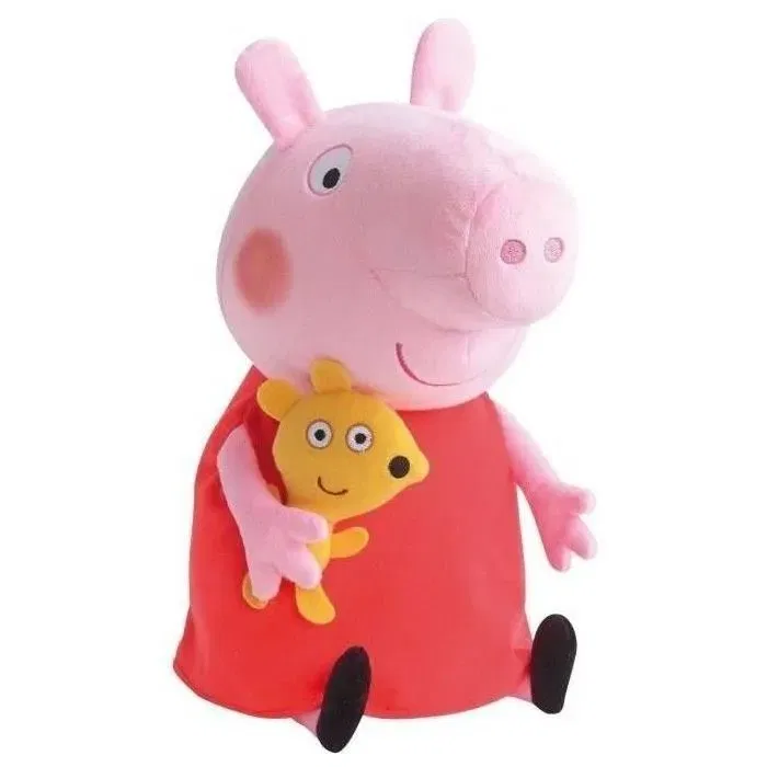 Jemini Peluche Peppa Pig 37 cm - Rose, rouge et jaune - Douce et lavable - Pour bébés à partir de 1 an
