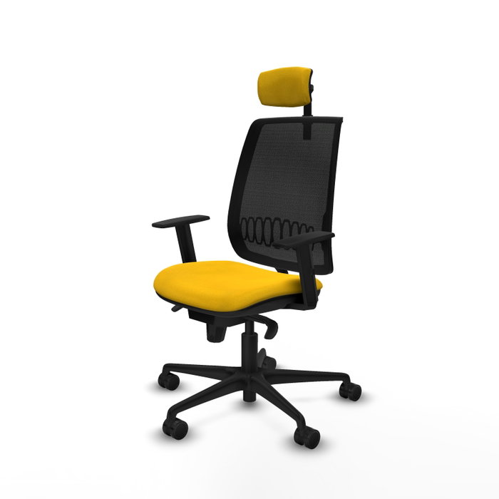 Piqueras Y Crespo Alares Chaise de Bureau Jaune et Noire avec Mécanisme Synchrone et Appui-tête 2D Piqueras Y Crespo Alares Chaise de Bureau Jaune et Noire avec Mécanisme Synchrone et Appui-tête 2D