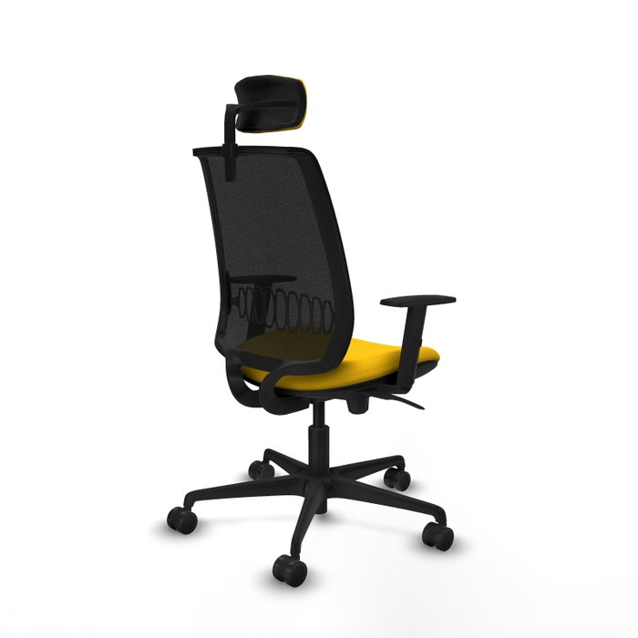 Piqueras Y Crespo Alares Chaise de Bureau Jaune et Noire avec Mécanisme Synchrone et Appui-tête 2D Piqueras Y Crespo Alares Chaise de Bureau Jaune et Noire avec Mécanisme Synchrone et Appui-tête 2D