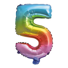 Party Time Ballon Chiffre 5 Arc-en-ciel 35 cm
