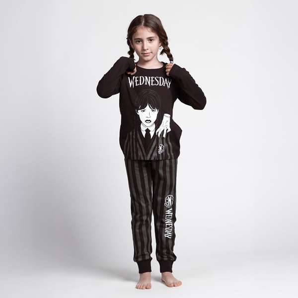 Cerdá Pyjama long enfant Wednesday en jersey taille 8 ans, couleur gris foncé