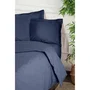 Parure de lit 1 housse de couette 220 x 240 cm + 2 taies d'oreiller 60 x 60 cm en 100% coton renforcé, couleur bleu
