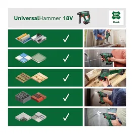 Bosch Perforateur UniversalHammer 18V (sans batterie) avec mandrin de perçage universel SRE, marteau pneumatique 2.0 J, perçage béton jusqu'à 16 mm