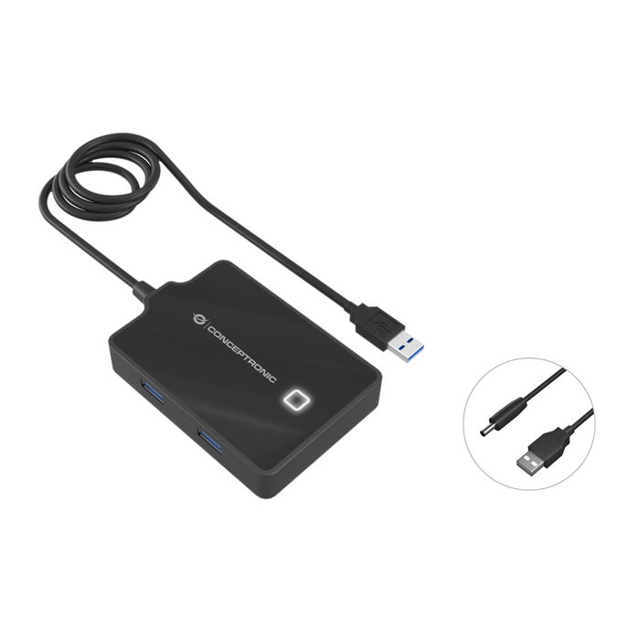 Conceptronic Hubbies11B Hub USB 3.0 4 Ports Noir