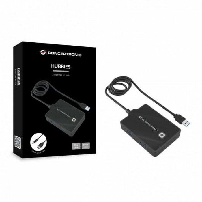 Conceptronic Hubbies11B Hub USB 3.0 4 Ports Noir